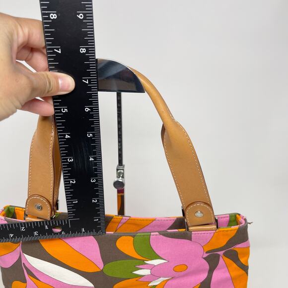 Kate Spade Pink Orange Brown Vintage Floral Inspired Tote Double Leather Handle - Picture 16 of 16